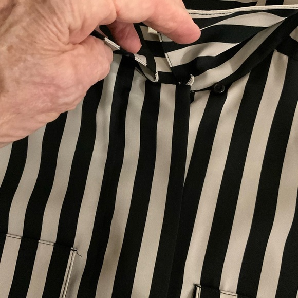 Vintage Yves St. Clair Button Up Blouse Black & Tan Striped Top Women’s Size 10 - Picture 10 of 14